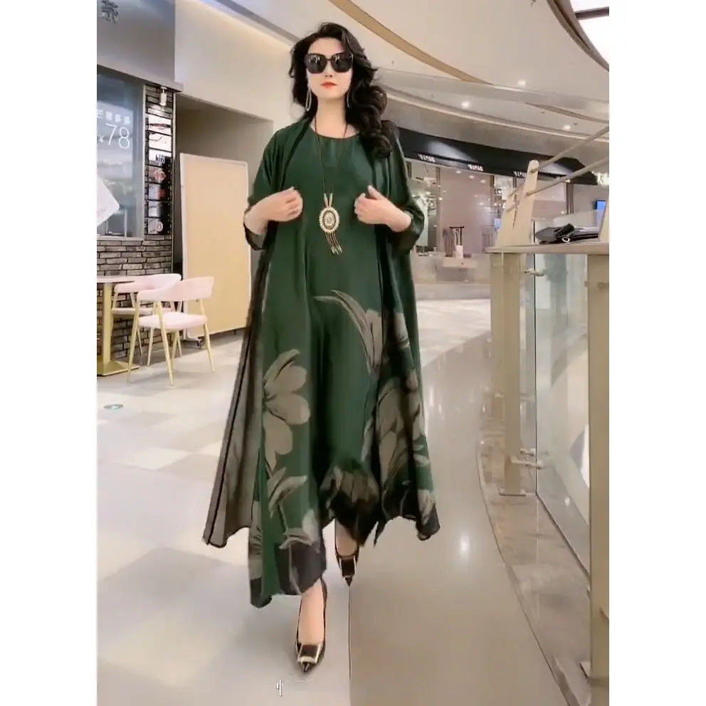 Damen Maxikleid mit geradem Schnitt und langen Ärmeln – Yara