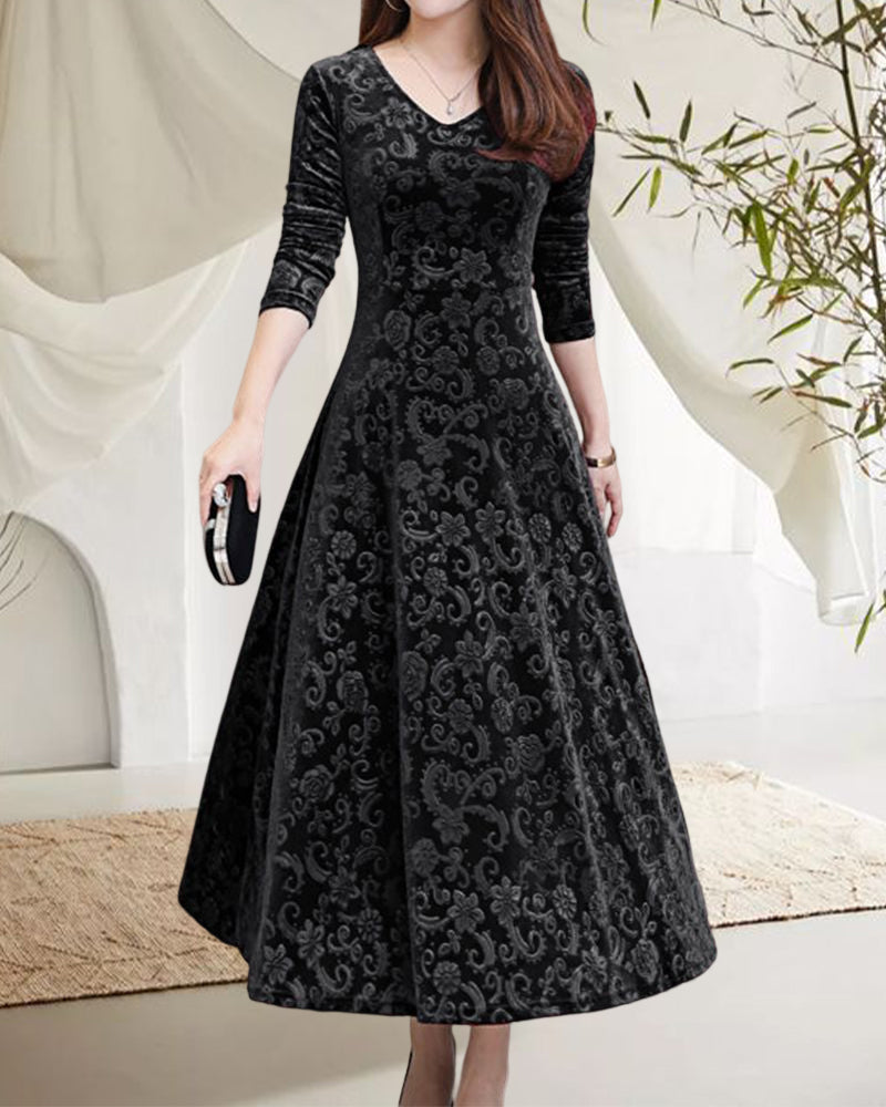 Damen Midikleid mit A-Linie & V-Ausschnitt – Amara
