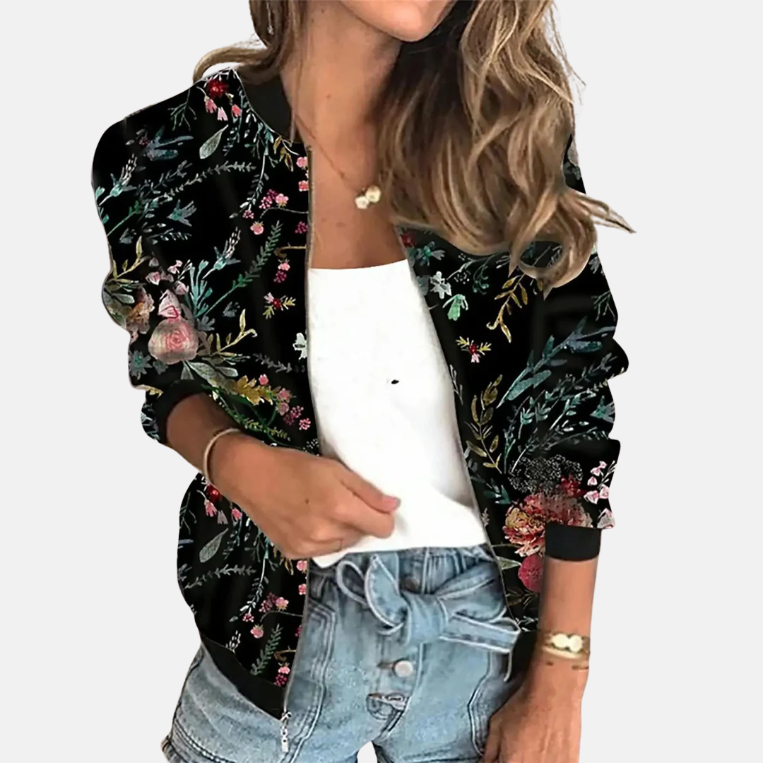 Damen Retro Bomberjacke mit Print – Zoë