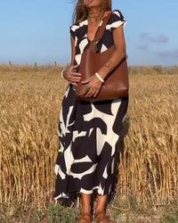 V-neck Maxi Dress with Print - Bella