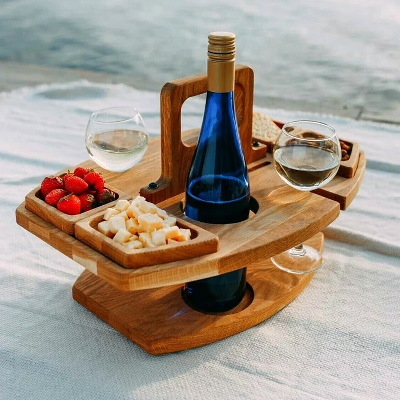 Tragbarer Holz-Picknick-Weintisch – WineNest