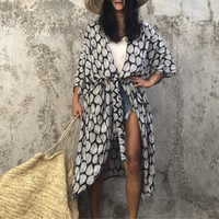 Boho chiffon beach blouse with kimono sleeves – Ziva