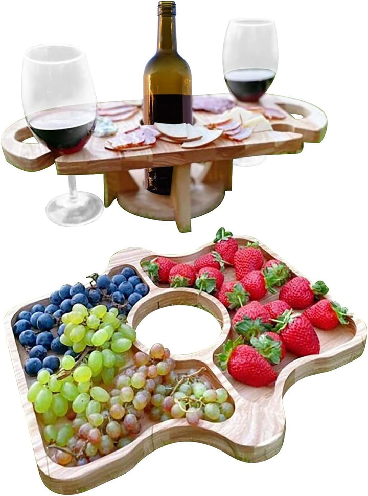 2-in-1 Portable Fruit and Wine Glass Table Stand