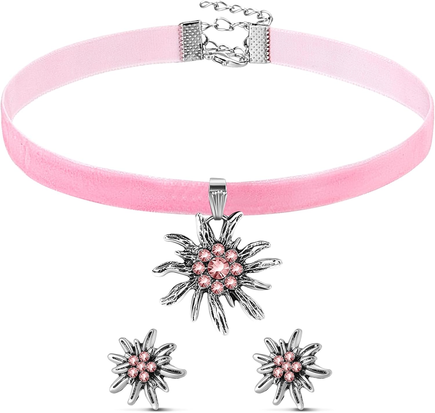 Edelweiß Schmuckset mit Samtband – AlpenRosé Oktoberfest 2025