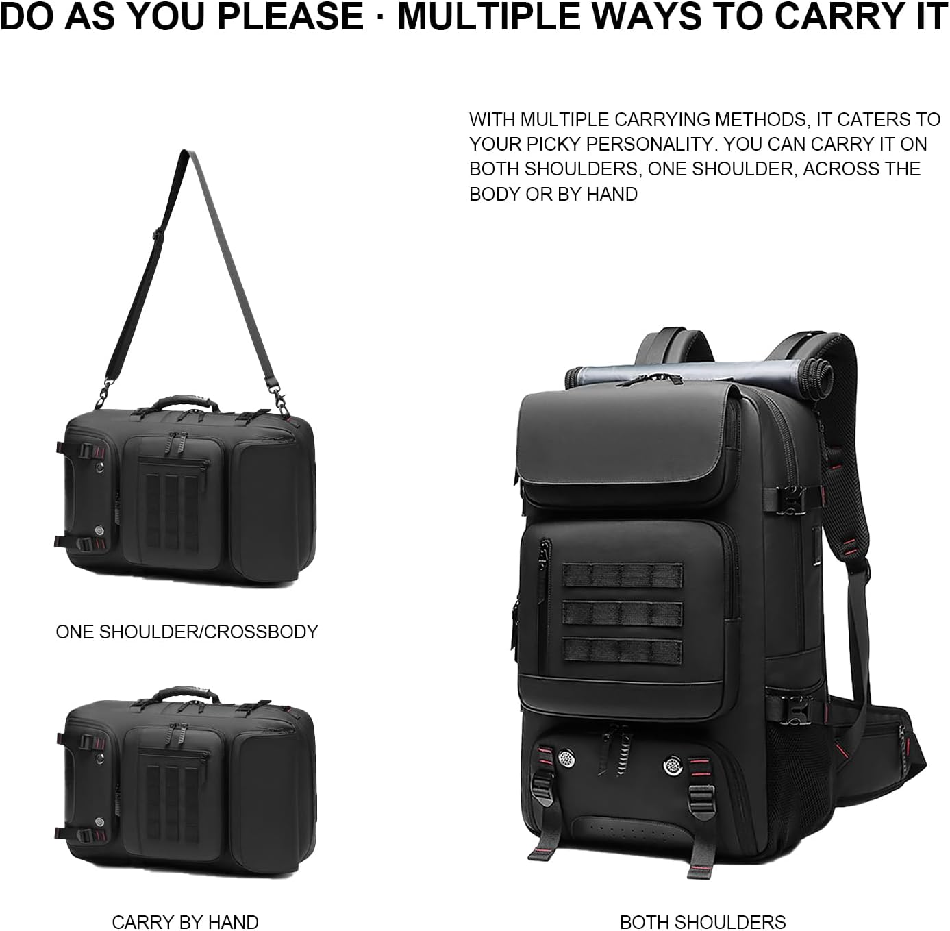 50L wasserdichter Reiserucksack mit Schuhfach und USB-Anschluss