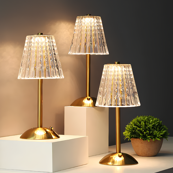 Goldene Kristall-Tischlampe - Aurora Luxe