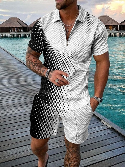 Two-piece men's summer outfit with polo and shorts – Damon