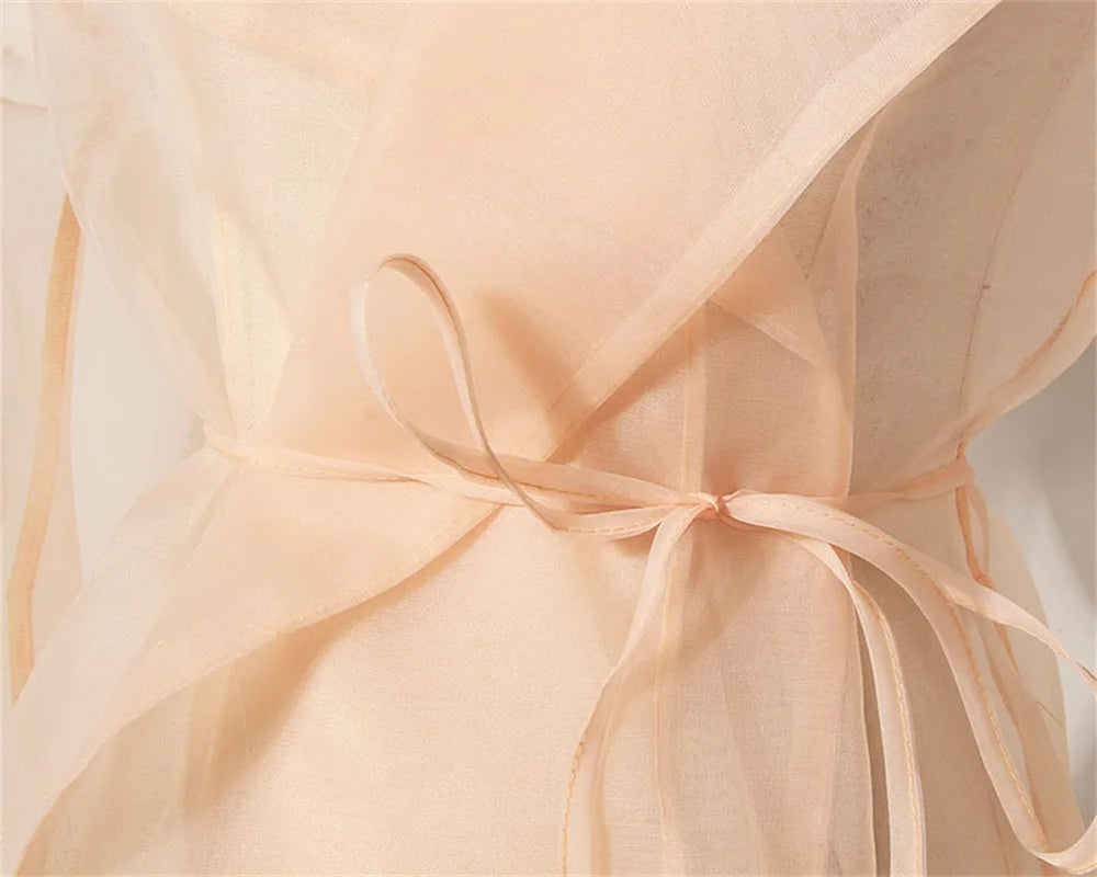 Two-piece chiffon summer outfit with belt and skirt – Maurelle