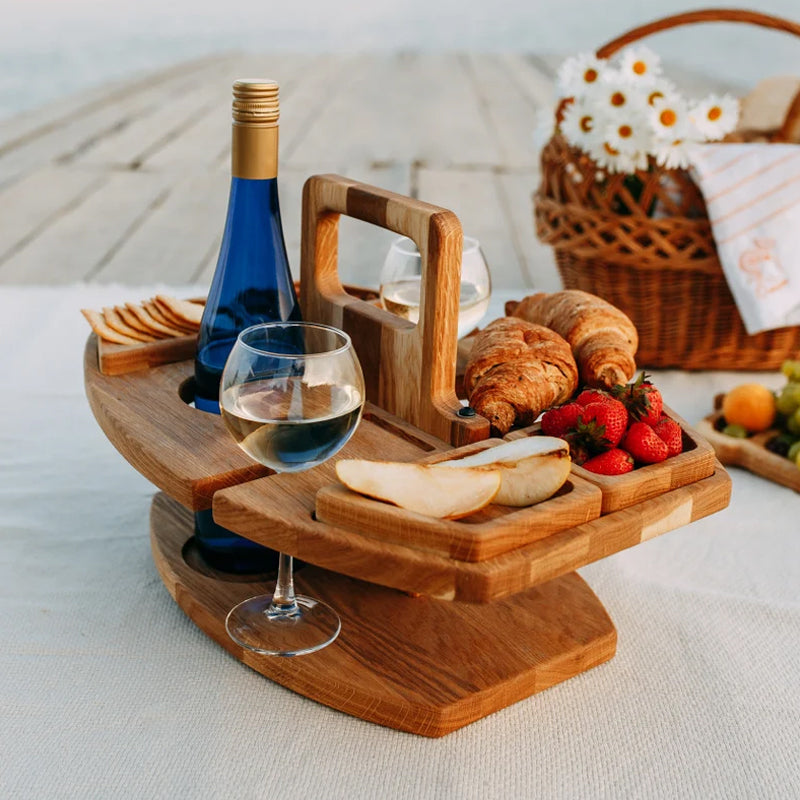 Tragbarer Holz-Picknick-Weintisch – WineNest
