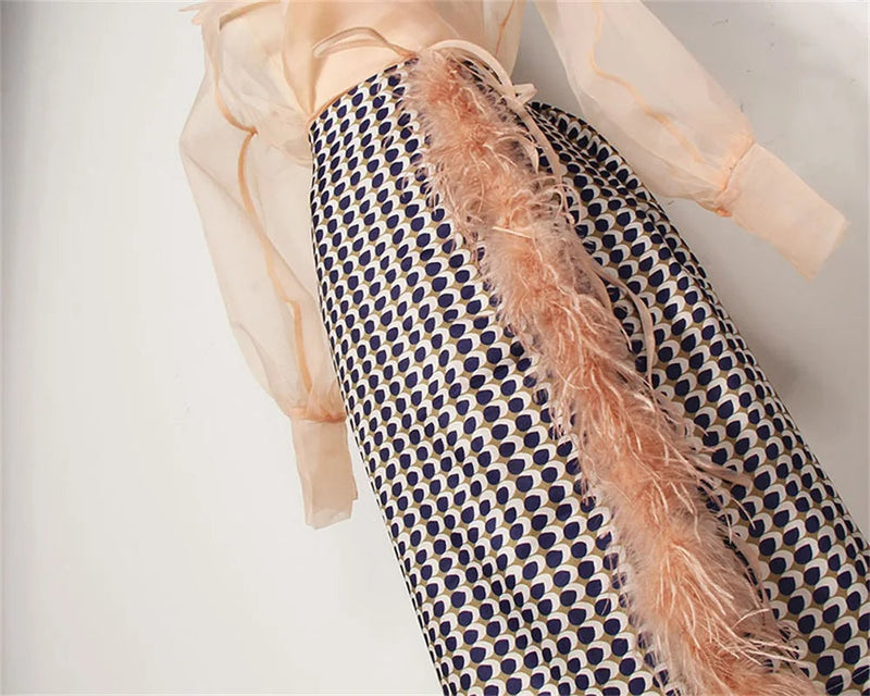 Two-piece chiffon summer outfit with belt and skirt – Maurelle