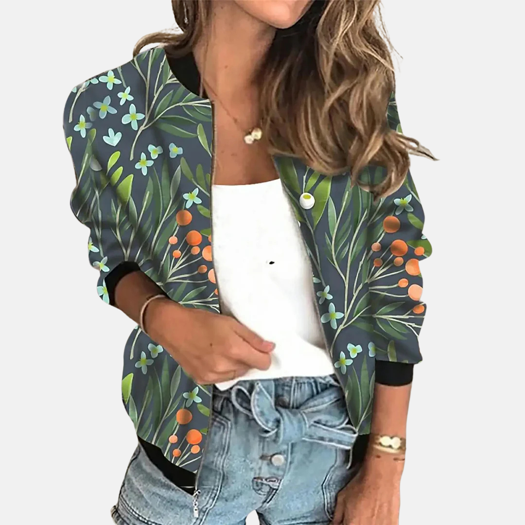 Damen Retro Bomberjacke mit Print – Zoë