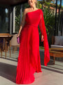 Trendy Ein-Schulter Maxikleid mit Plisseefalten – Mirella