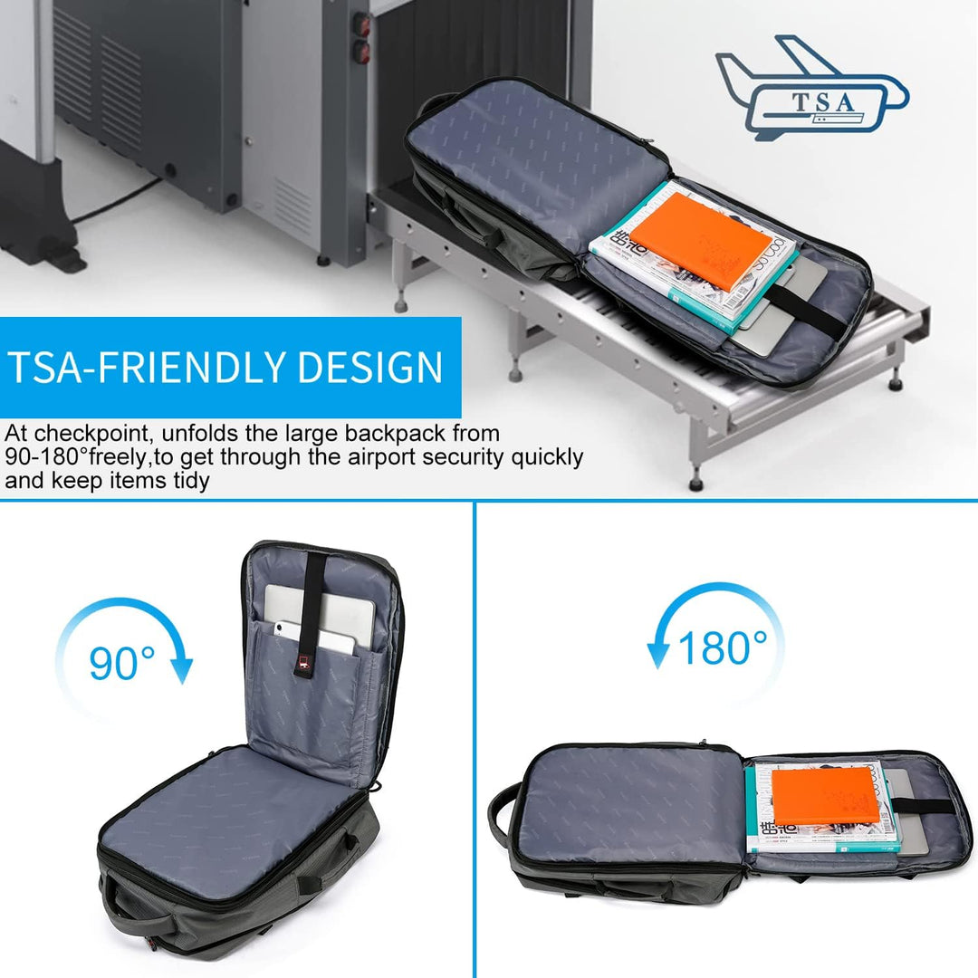 Erweiterbarer 45–55L Wasserdichter Reiserucksack mit 46,5 cm Laptopfach