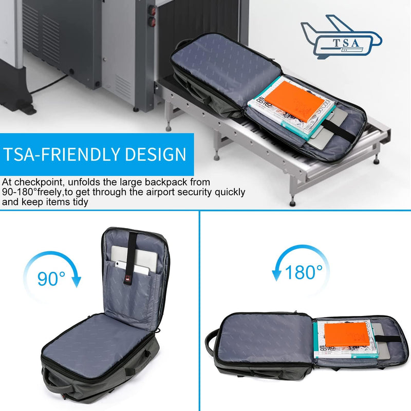 Erweiterbarer 45–55L Wasserdichter Reiserucksack mit 46,5 cm Laptopfach
