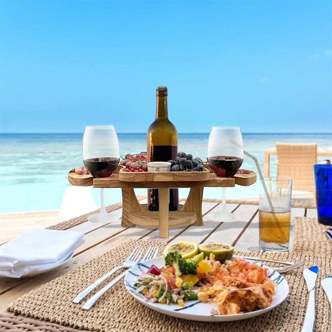 2-in-1 Portable Fruit and Wine Glass Table Stand