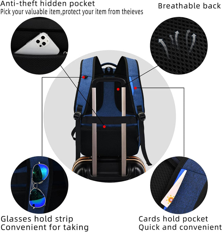 Wasserdichter Reise-Laptoprucksack mit USB-Anschluss und organisierter Aufbewahrung