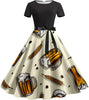 Bierkrug-&-Brezn-Kleid mit Taillenband – Anna Oktoberfest 2025