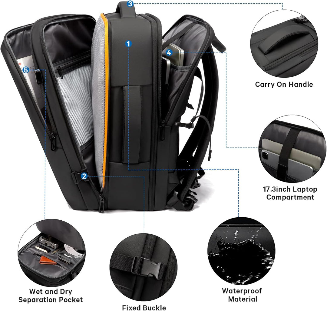 Erweiterbarer 26–45L Wasserdichter Reiserucksack mit Laptopfach & Duffle-Option
