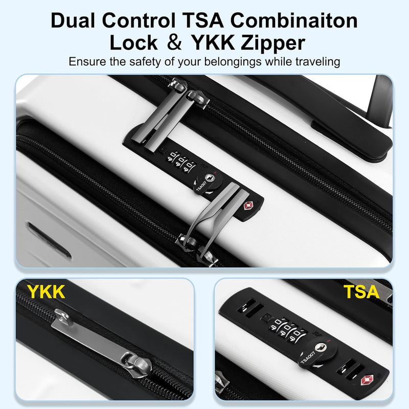 Erweiterbarer Hartschalenkoffer mit Frontfach und TSA-Schloss