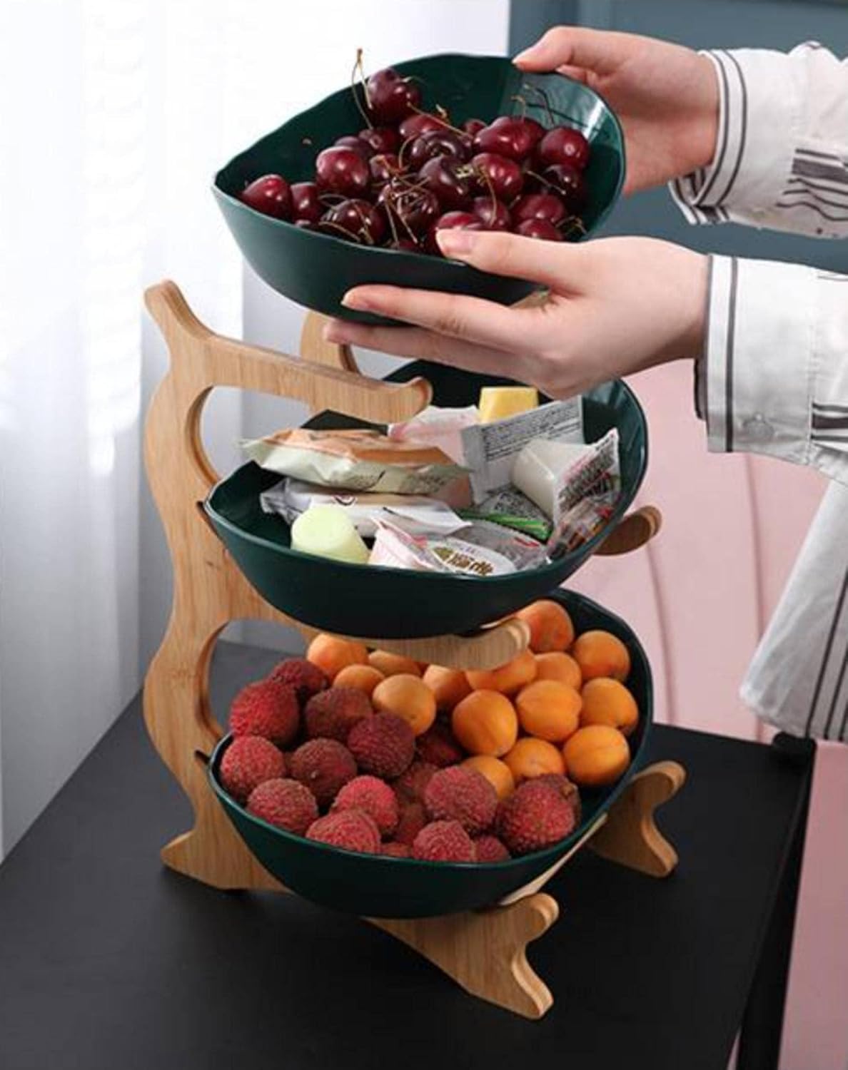 Stilvolle Metall-Obstschale mit 2 oder 3 Ebenen – StackFruit