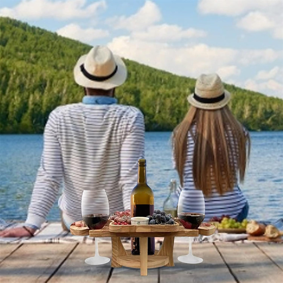 2-in-1 Portable Fruit and Wine Glass Table Stand