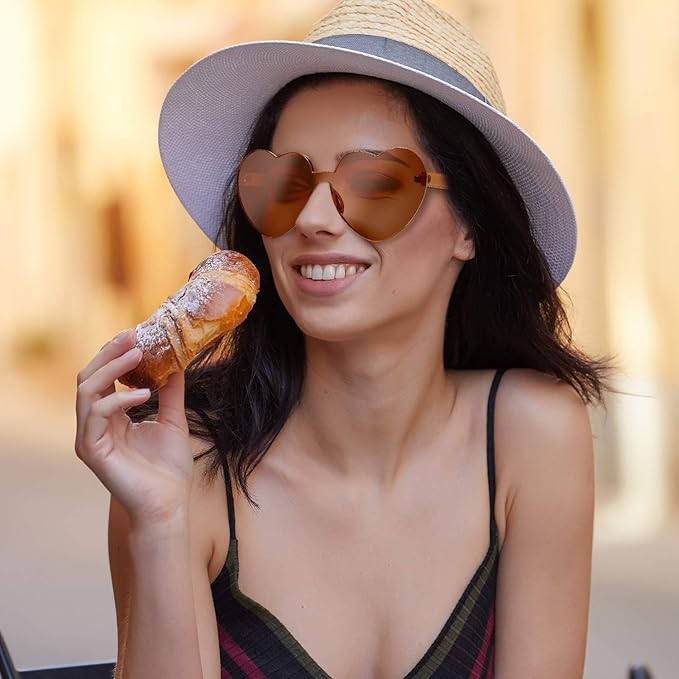 Trendige Herz-Sonnenbrille ohne Rahmen in Transparent-Optik - HerzBlitz