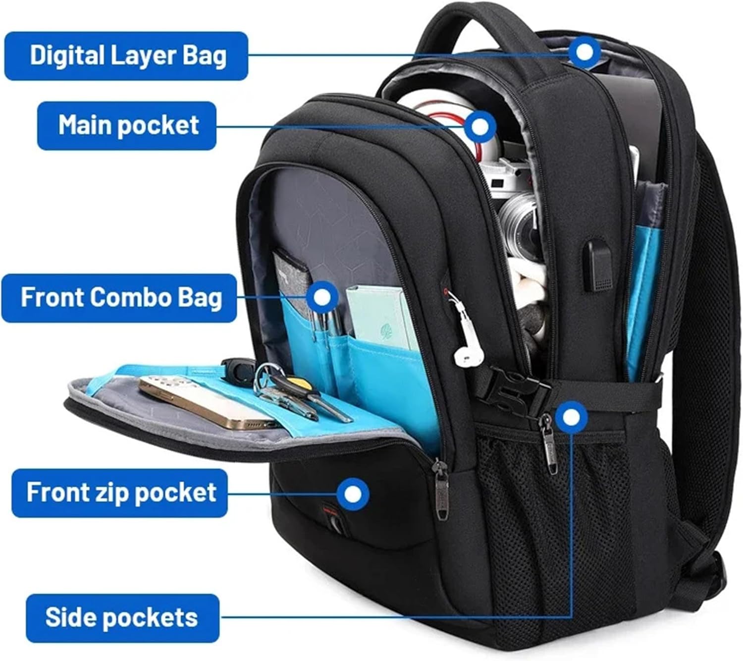 Wasserdichter Laptop- und Reiserucksack mit organisierten Fächern
