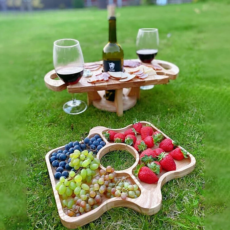 2-in-1 Portable Fruit and Wine Glass Table Stand