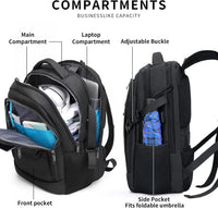 Wasserdichter Reise-Laptoprucksack mit USB-Anschluss und organisierter Aufbewahrung