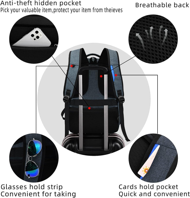 Wasserabweisender Reise-Laptop-Rucksack mit USB-Ladeanschluss