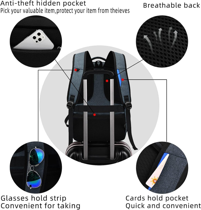 Wasserabweisender Reise-Laptop-Rucksack mit USB-Ladeanschluss