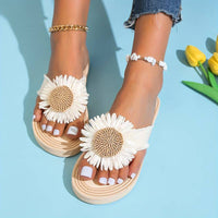 Boho Slip-On Sandals with Floral Pattern – Marivi