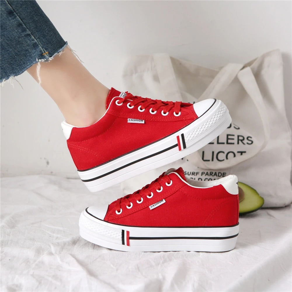 Stylische Damen Canvas-Sneaker mit Plateausohle – Leonie