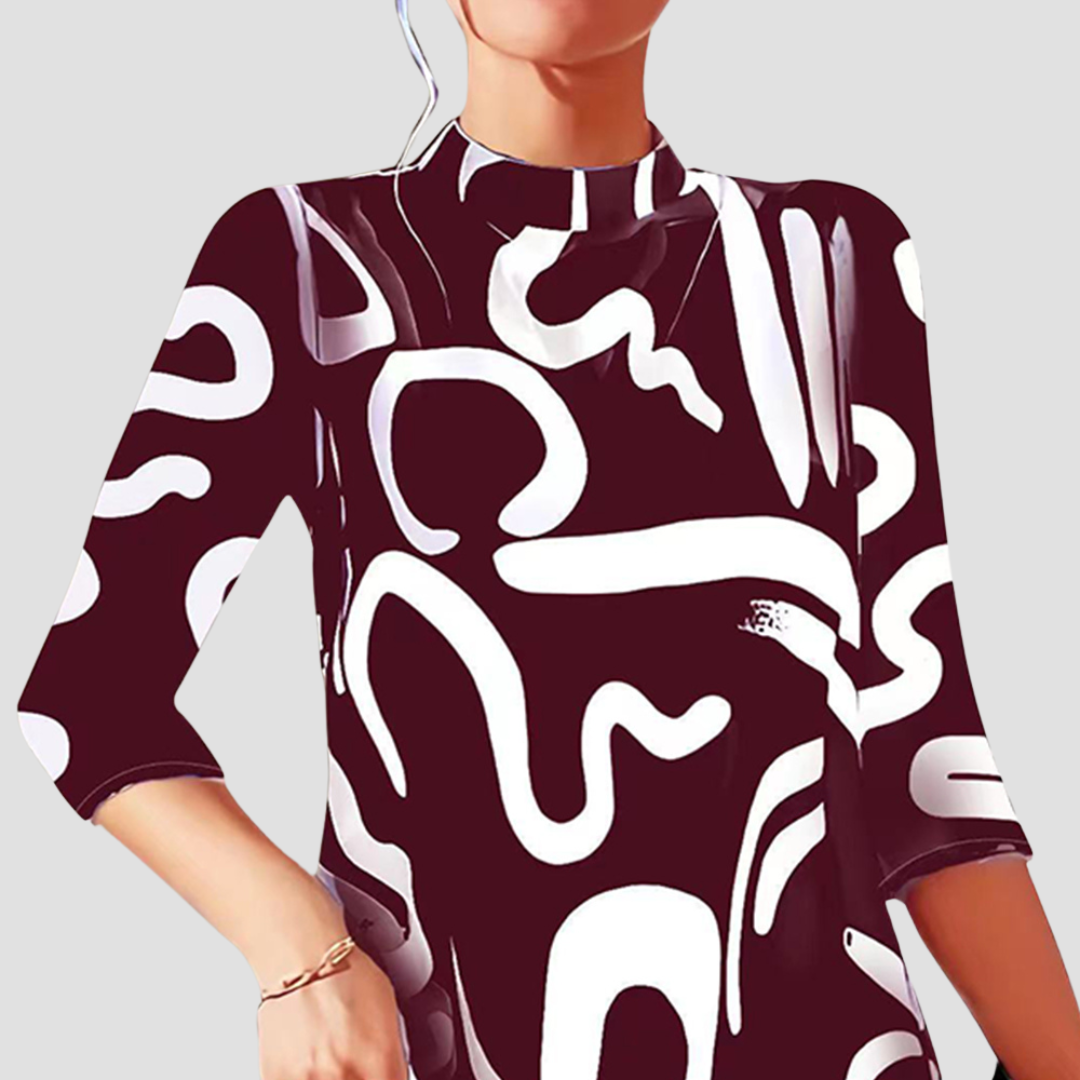 Damen Minikleid mit langen Ärmeln & Rundhalsausschnitt – Elanora