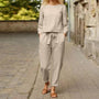 Zweiteiliges Damen Outfit mit Rundhals-Shirt & Hose mit Gummibund – Nia