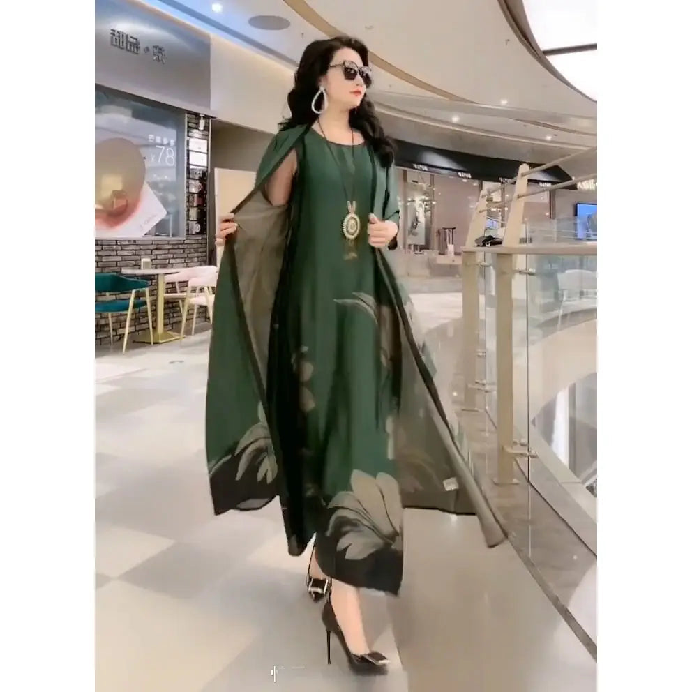Damen Maxikleid mit geradem Schnitt und langen Ärmeln – Yara