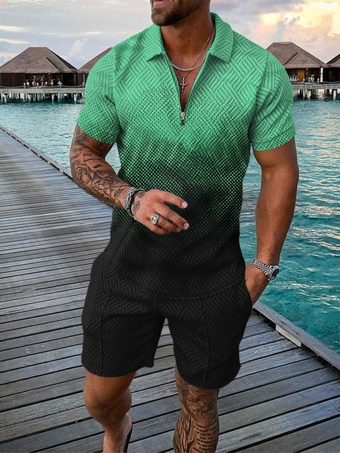Two-piece men's summer outfit with polo and shorts – Damon