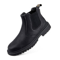 Schwarzer Chelsea Boot aus Leder mit elastischen Einsätzen, rutschfeste Sohle, Herrenstiefel.