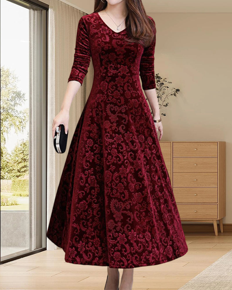 Damen Midikleid mit A-Linie & V-Ausschnitt – Amara