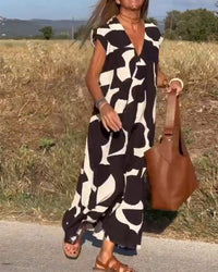 V-neck Maxi Dress with Print - Bella