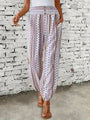 Boho High-Waist Damenhose mit Print & gesmoktem Bund – Linara