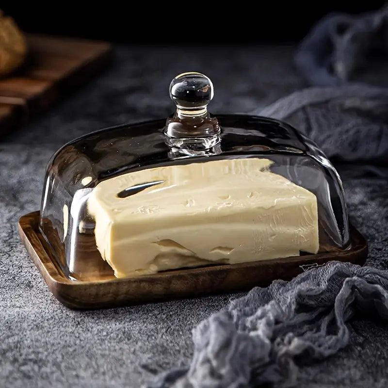 Butter dish made of wood and glass – ButterElegance