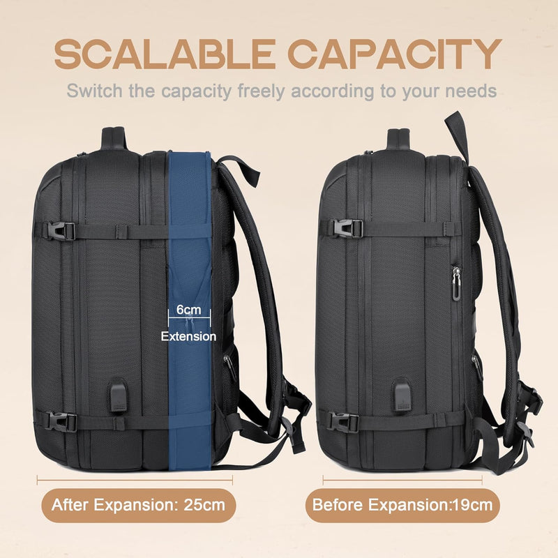 40L Erweiterbarer Wasserdichter Reiserucksack mit USB-Anschluss & 17” Laptopfach – AirVoyage (Kaufe 1, Erhalte 1 GRATIS Promo)