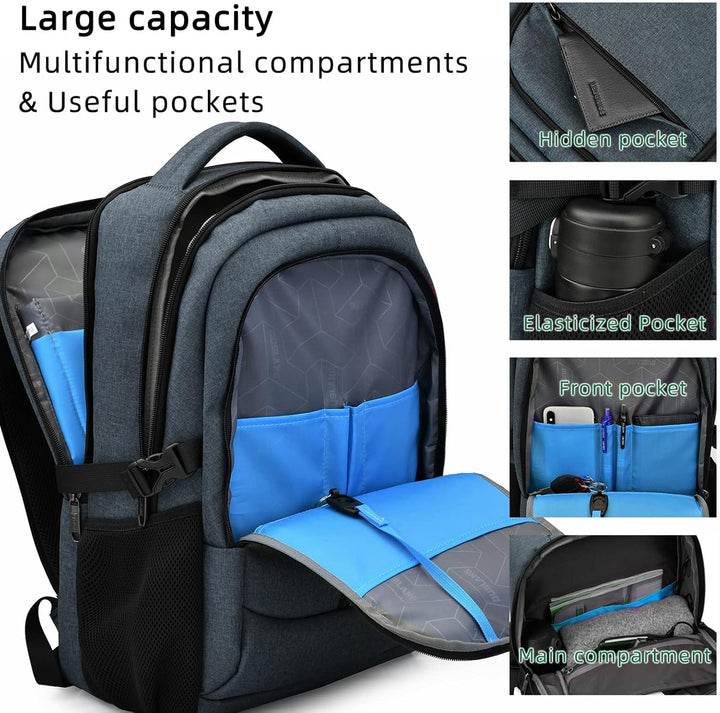 Wasserdichter Reise-Laptoprucksack mit USB-Anschluss und organisierter Aufbewahrung