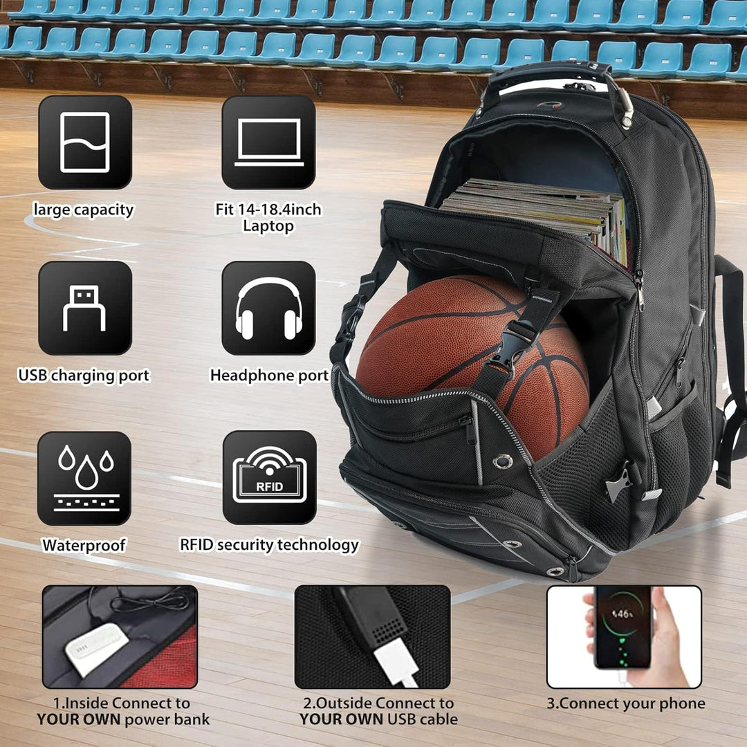 55L Extra-Großer Reise-Laptop-Rucksack mit USB-Ladefunktion und RFID-Schutz