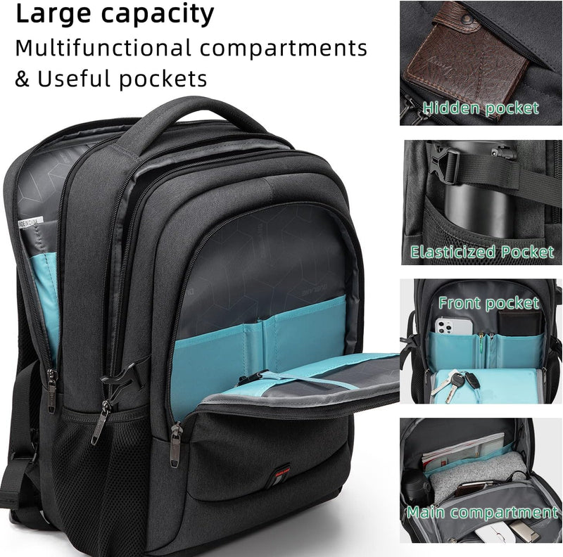 Wasserdichter Reise-Laptoprucksack mit USB-Anschluss und organisierter Aufbewahrung