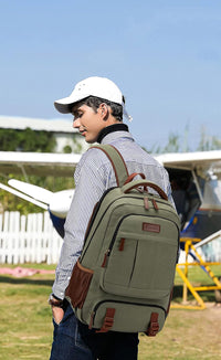 Anti-Diebstahl Canvas Laptop- und Reiserucksack mit USB-Anschluss – Geeignet für Laptops bis 43,94 cm