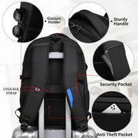 Wasserdichter Reise-Laptoprucksack mit USB-Anschluss und organisierter Aufbewahrung