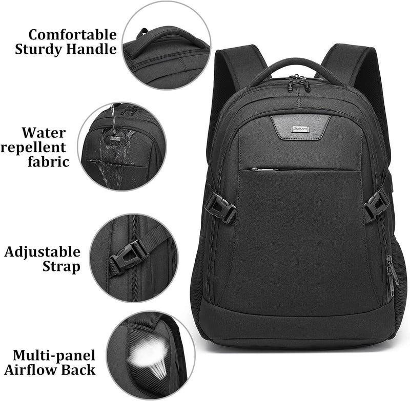 Wasserdichter Reise-Laptoprucksack mit USB-Anschluss und organisierter Aufbewahrung