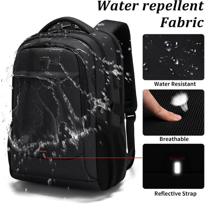 Wasserdichter Reise-Laptoprucksack mit USB-Anschluss und organisierter Aufbewahrung